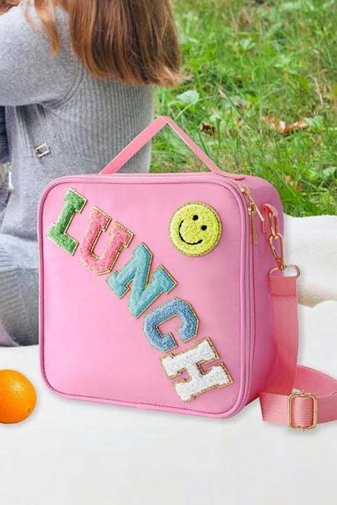 Glitter Chenille Letter Patch Insulated Oxford Fabric Bag