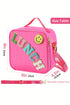Glitter Chenille Letter Patch Insulated Oxford Fabric Bag