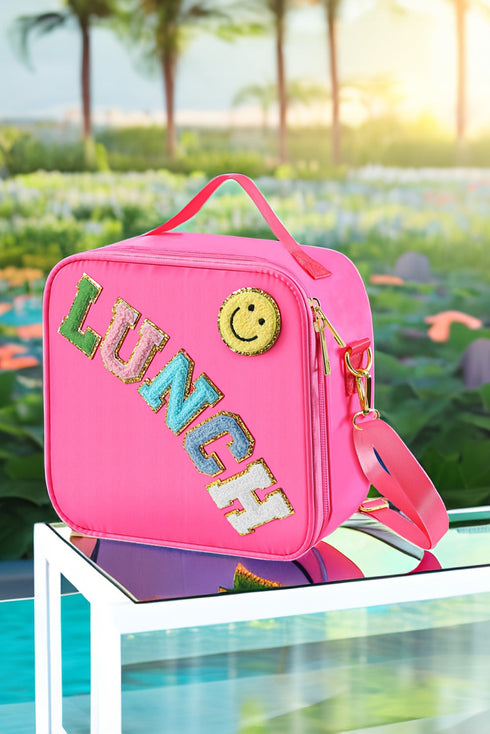 Glitter Chenille Letter Patch Insulated Oxford Fabric Bag