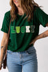 Glitter Chenille Patch Lucky Graphic Crew Neck T Shirt