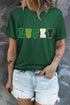 Glitter Chenille Patch Lucky Graphic Crew Neck T Shirt