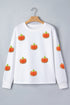 Glitter Chenille Pumpkin Patch Graphic Long Sleeve Tee