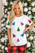 Glitter Christmas Tree Cuffed Sleeve Graphic Tee