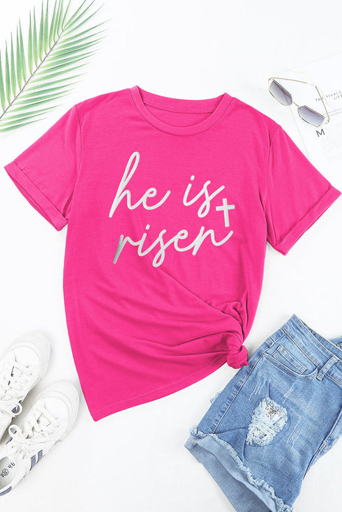 Glitter Cross Graphic Print Short Sleeve Crewneck Tee