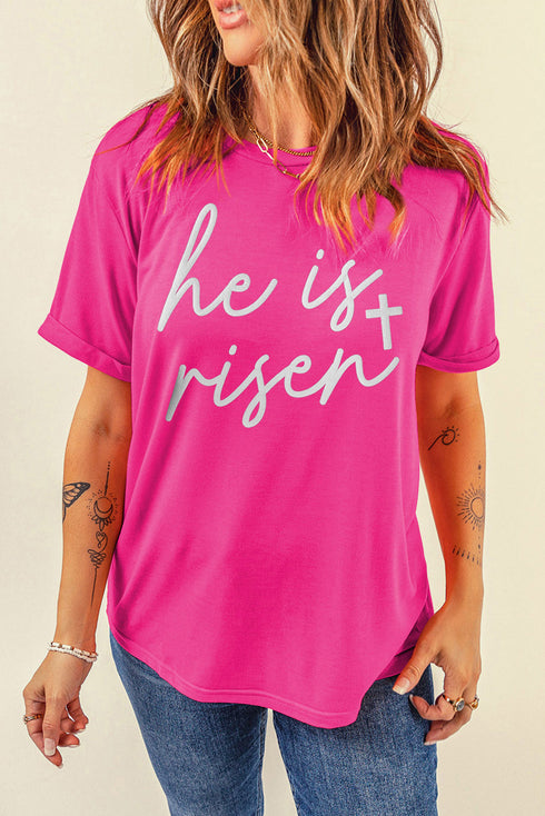 Glitter Cross Graphic Print Short Sleeve Crewneck Tee