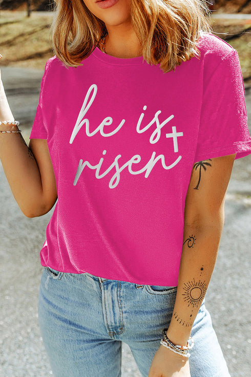 Glitter Cross Graphic Print Short Sleeve Crewneck Tee