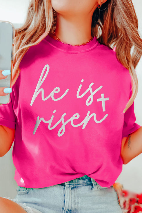 Glitter Cross Graphic Print Short Sleeve Crewneck Tee