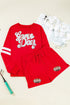 Glitter Football Slogan Patch Varsity Graphic Two Piece Set