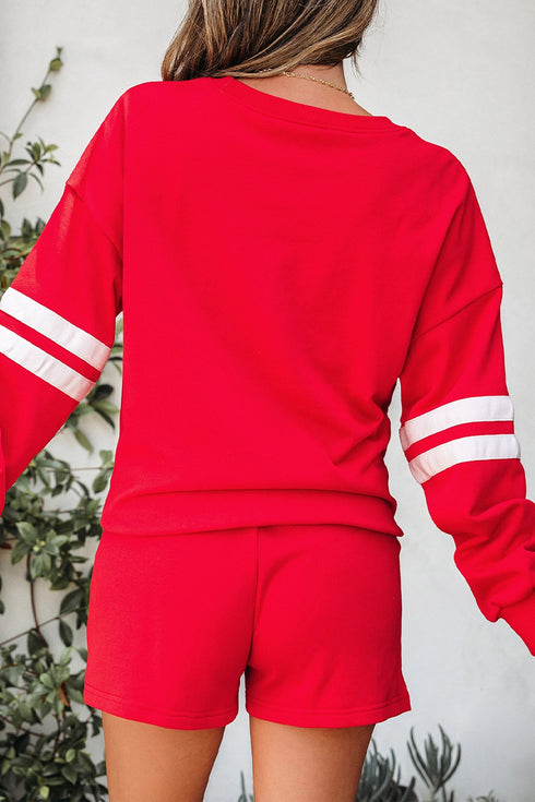 Glitter Football Slogan Patch Varsity Graphic Two Piece Set