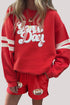 Glitter Football Slogan Patch Varsity Graphic Two Piece Set