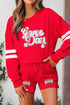 Glitter Football Slogan Patch Varsity Graphic Two Piece Set