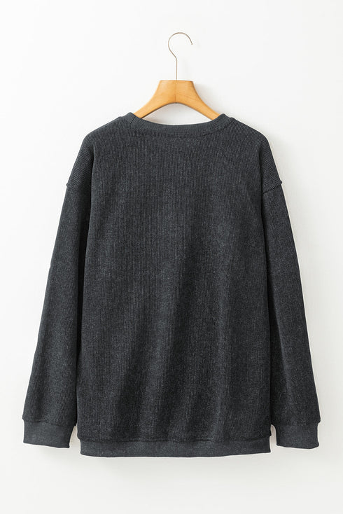 Glitter Ghost Graphic Ribbed Corduroy Texture Sweatshirt