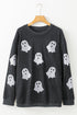 Glitter Ghost Graphic Ribbed Corduroy Texture Sweatshirt