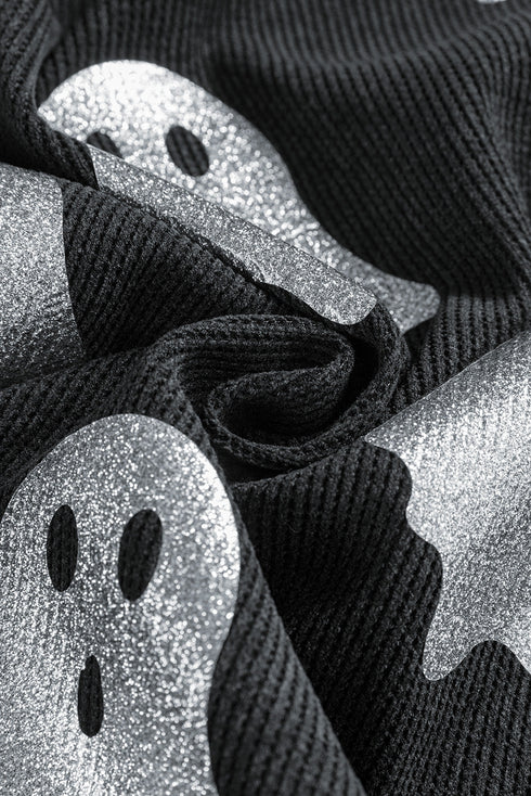 Glitter Ghost Graphic Ribbed Corduroy Texture Sweatshirt