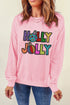 Glitter Graphic Text Crew Neck Pullover Sweatshirt