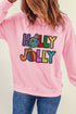 Glitter Graphic Text Crew Neck Pullover Sweatshirt