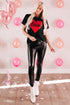 Glitter Heart Graphic Print Short Sleeve Tee