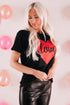 Glitter Heart Graphic Print Short Sleeve Tee