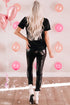 Glitter Heart Graphic Print Short Sleeve Tee
