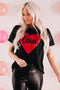 Glitter Heart Graphic Print Short Sleeve Tee