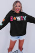 Glitter Howdy Patch Graphic Casual Sweatshirt