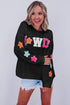 Glitter Howdy Patch Graphic Casual Sweatshirt