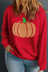 Glitter Pumpkin Pattern Graphic Pullover Sweatshirt