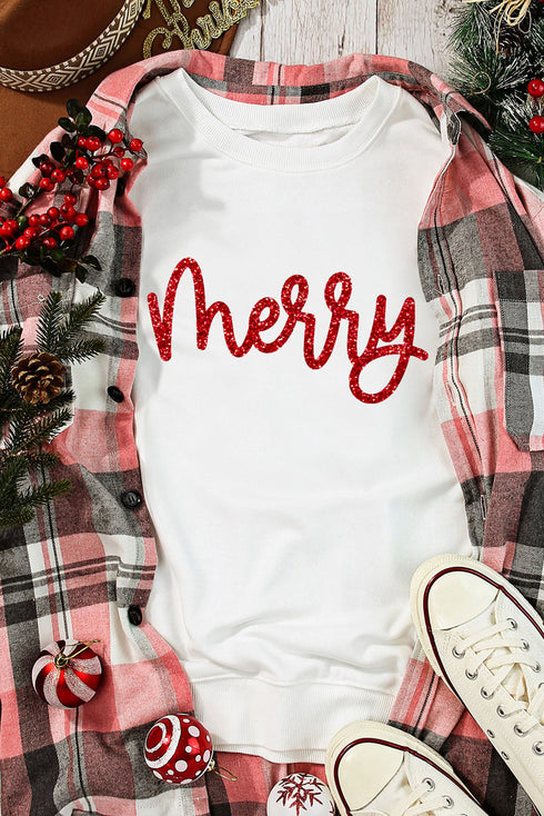 Glitter Script Graphic Crew Neck Sweatshirt
