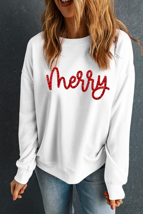 Glitter Script Graphic Crew Neck Sweatshirt