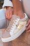 Glitter Star Patchwork Faux Leather Lace Up Sneakers
