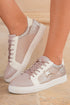 Glitter Star Patchwork Faux Leather Lace Up Sneakers
