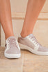 Glitter Star Patchwork Faux Leather Lace Up Sneakers