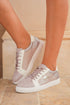 Glitter Star Patchwork Faux Leather Lace Up Sneakers
