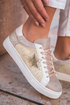 Glitter Star Patchwork Faux Leather Lace Up Sneakers