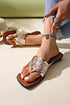 Glitter Strap Square Toe Faux Leather Slide Slipper