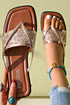 Glitter Strap Square Toe Faux Leather Slide Slipper