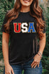 Glitter Trim Chenille USA Graphic Short Sleeve Tee