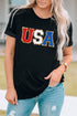 Glitter Trim Chenille USA Graphic Short Sleeve Tee