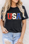 Glitter Trim Chenille USA Graphic Short Sleeve Tee