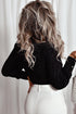 Glitter Wrap V Neck Tie Hem Puff Sleeve Blouse