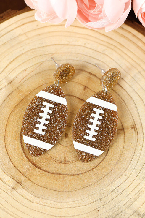 Glittering Acrylic Sport Football Pendant Drop Earrings