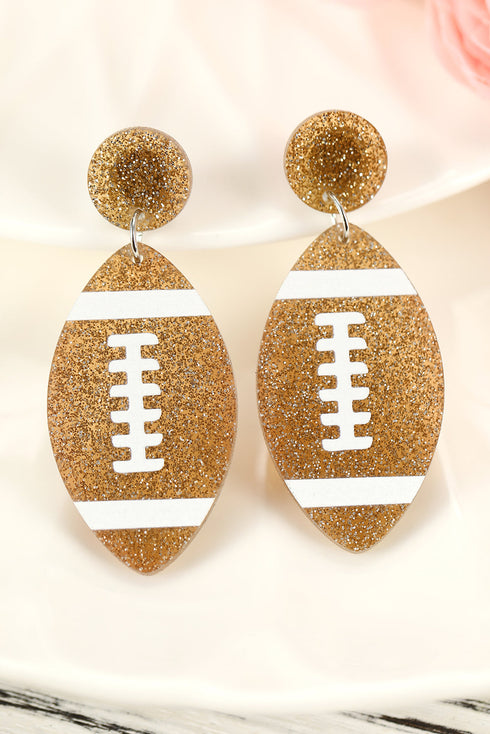 Glittering Acrylic Sport Football Pendant Drop Earrings