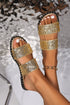 Glittering Textured Cutout Dual Strap Slide Slippers