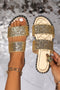 Glittering Textured Cutout Dual Strap Slide Slippers