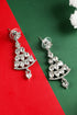 Glitzy Rhinestone Studded Tree Motif Drop Earrings
