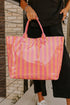 Glossy Striped Polyurethane Alloy Hardware Tote Handbag