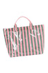 Glossy Striped Polyurethane Alloy Hardware Tote Handbag