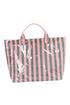 Glossy Striped Polyurethane Alloy Hardware Tote Handbag