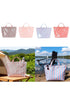 Glossy Striped Polyurethane Alloy Hardware Tote Handbag
