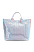 Glossy Striped Polyurethane Alloy Hardware Tote Handbag